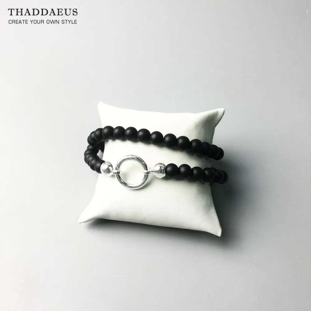 Pärlor halsband obsidian helt nya sträng mode smycken europa stil rebell bijoux gåva för män kvinnor vän q0127336b