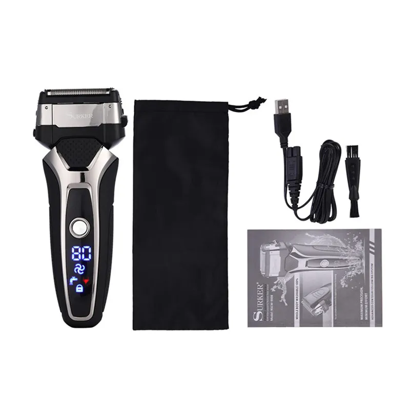 Electric Shaver Rechargeable 3D Floating Blade Beard Trimmer Men Washable Razor Professional Shaving Machine 5