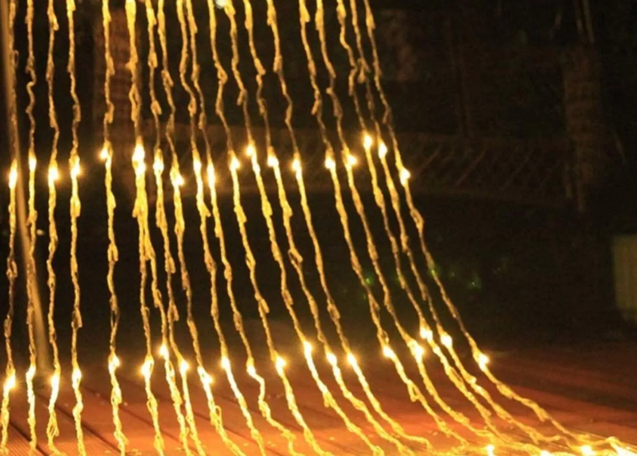 3X3M Wasserfall Eiszapfen Lichterkette 320 Leds Meteorschauer Regen Fee Lichterkette Weihnachten Hochzeit Urlaub Vorhang Girlande AC 110V-240301U