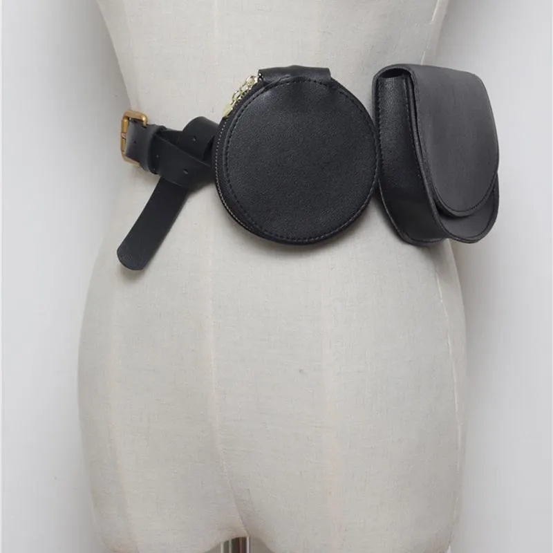 Sacs de taille Vintage Fanny Pack de luxe en cuir PU femmes ceinture créateur de mode Mini sac de poitrine rond femme pochette décontractée porte-monnaie 260G