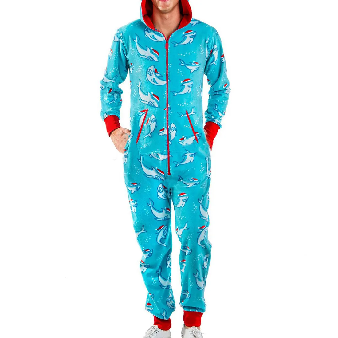 Outono inverno homens quente Natal elk boneco de neve imprimir manga longa pijama jumpsuit lazer algodão sleepwear soft home roupas lj201113