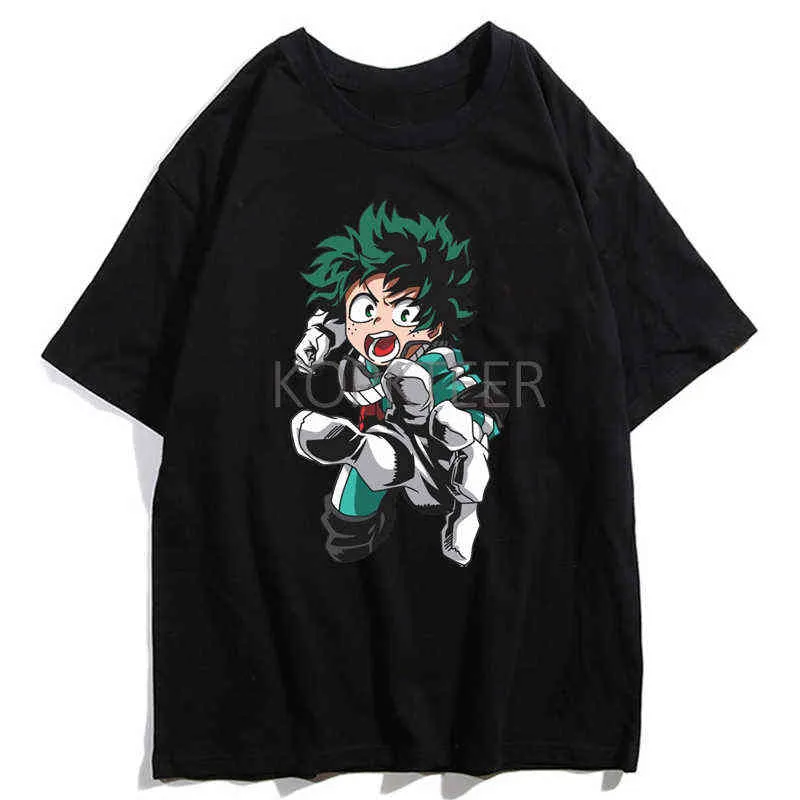 Anime t-tröjor Midoritiya Izuku Boku Nej My Hero Academia Asui Tsuyu tecknad filmtryck mode harajuku män t-shirt streetwear kläder y220208