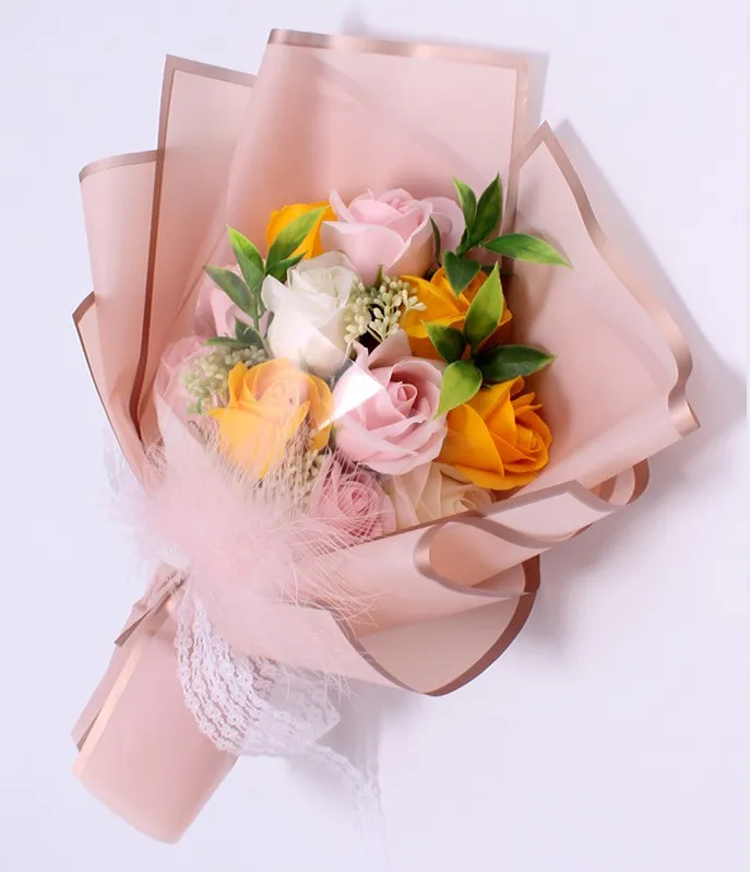 11 pezzi di fiori di sapone creativi fatti a mano bouquet di rose confezione regalo simulazione fiore decorativo San Valentino compleanno Decor258K