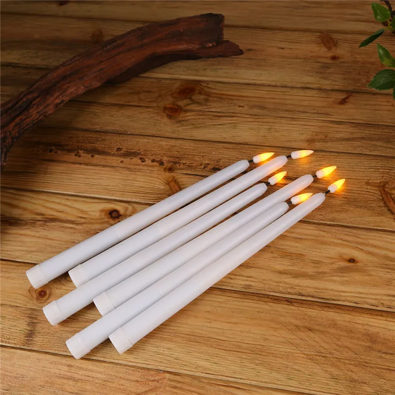 Pack of 12 Warm White Remote Flameless LED Taper Candles Realistic Plastic 11 inch Long Ivory White Battery Operated Candlestic Y325e