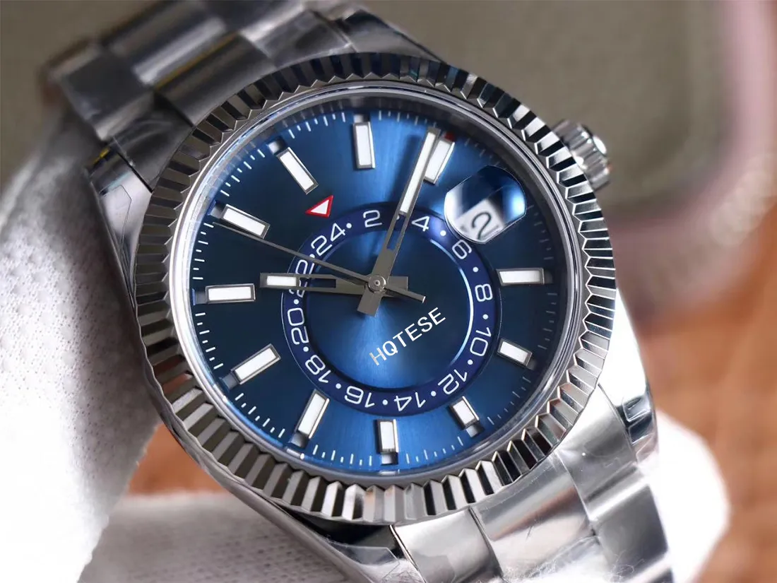 Mężczyźni NF Sky Watch 9001 Automatycznie obsługuje miesięczny kalendarz 24H Wyświetlacz 904L Niebo podwójna strefa czasowa Sapphire Watch Waterproof Nurving309f