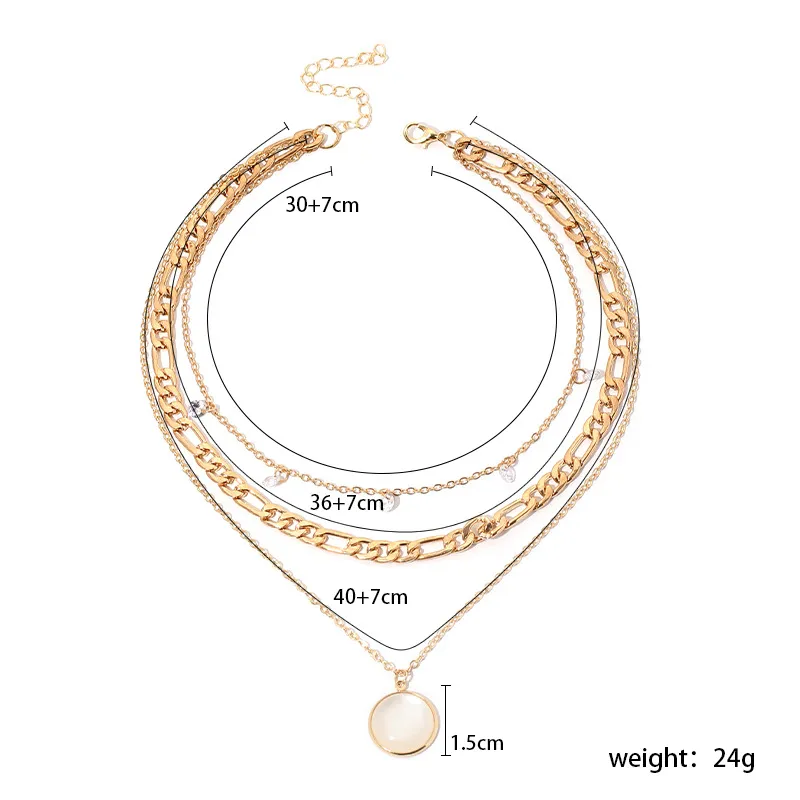 멀티 레이어 Moonstone Chokers 목걸이 힙합 펜던트 크리스탈 골드 체인 목걸이 칼라 여성 패션 쥬얼리 윌과 모래 선물