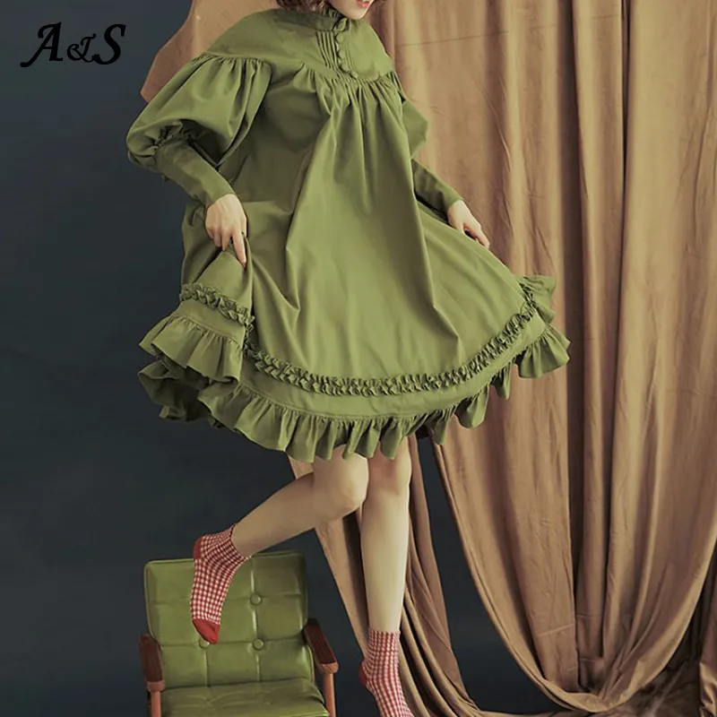 Gothic Vintage Lolita Dress Donna Stile giapponese Palace Princess Abiti Lantern Sleeve Cute Party Dress Sweet Cosplay Costume 201204