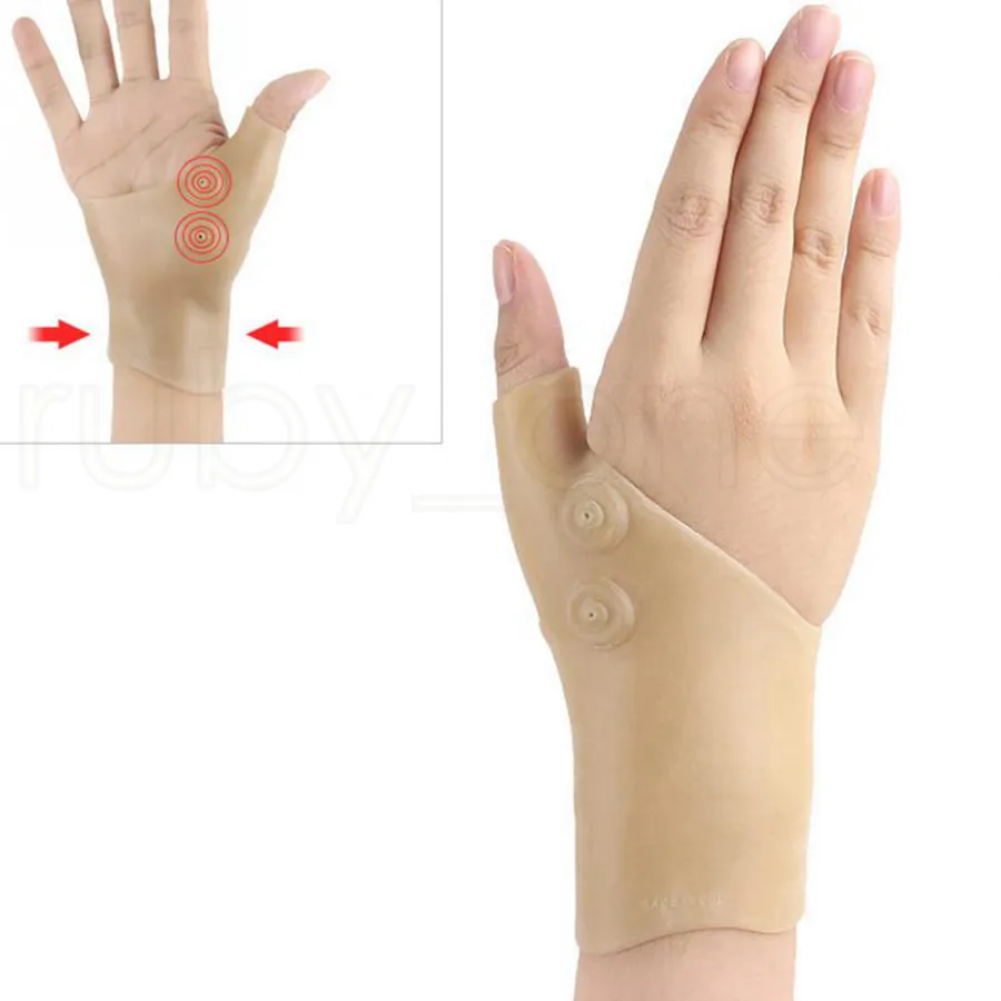 磁気療法の手袋の手首の手持ちの手のサムサポート手袋シリコーンゲルマッサージの痛みの手袋