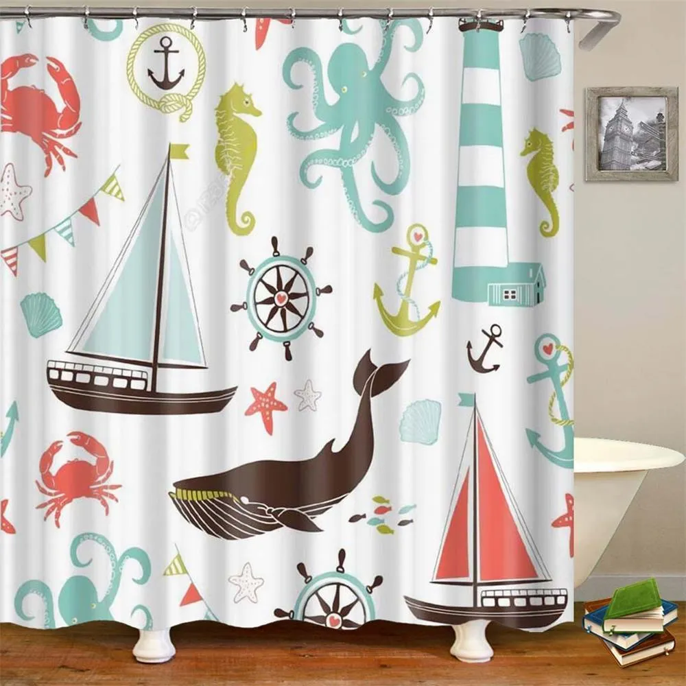 Kids Cartoon Shower Curtain Set Home Decor Owls On A Branch Art ...