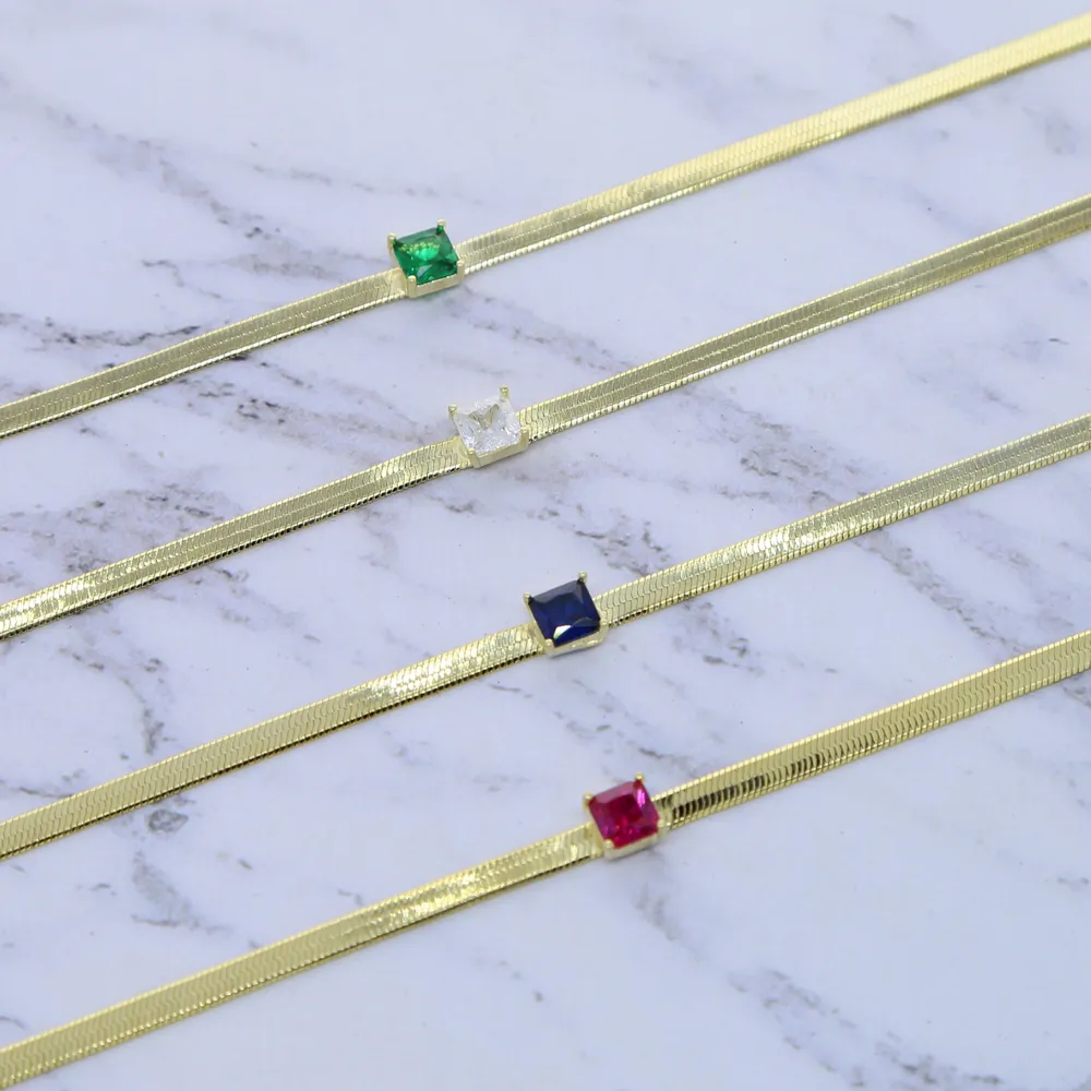 Buzlu Baget Yedek Gökkuşağı Renkli Cz Paved 4mm genişliğinde yılan kemik zinciri gerginlik kolye Lady Women Jewelry Drop Ship197v