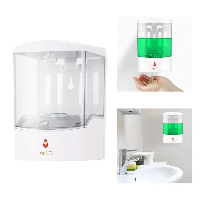 600/700 / 1000ml Dispenser di sapone con sensore IR automatico a parete Pompa lozione senza contatto Touchless Liquid Home cucina Bagno Y200407