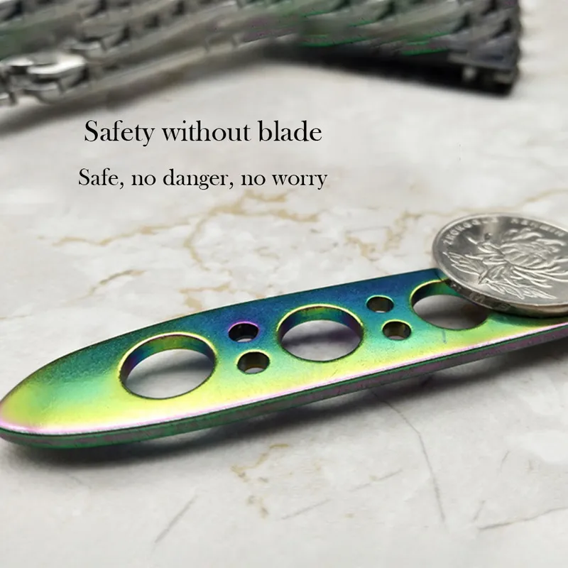 Colorful Stainless Steel Knife Butter fly Training Knife Outdoor Competition Knifes Blunt Tool No Blade Trainer Knives