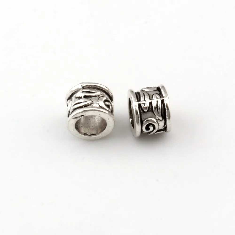 Antique Silver 5 5mm Hole zinc alloy Tube Bead Spacers Charm For Jewelry Making Bracelet Necklace DIY Accessories220q