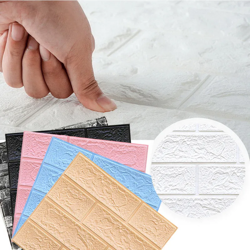 Wallpapers 3D Brick Stickers DIY Decor Self-Adhesive Waterproof paper for Kids Room Bedroom Sticker 220217