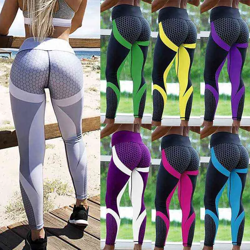 Hot 2021 Tryckta yoga byxor kvinnor push up professionell löpande fitness gym sport leggings täta byxa penna leggins h1221