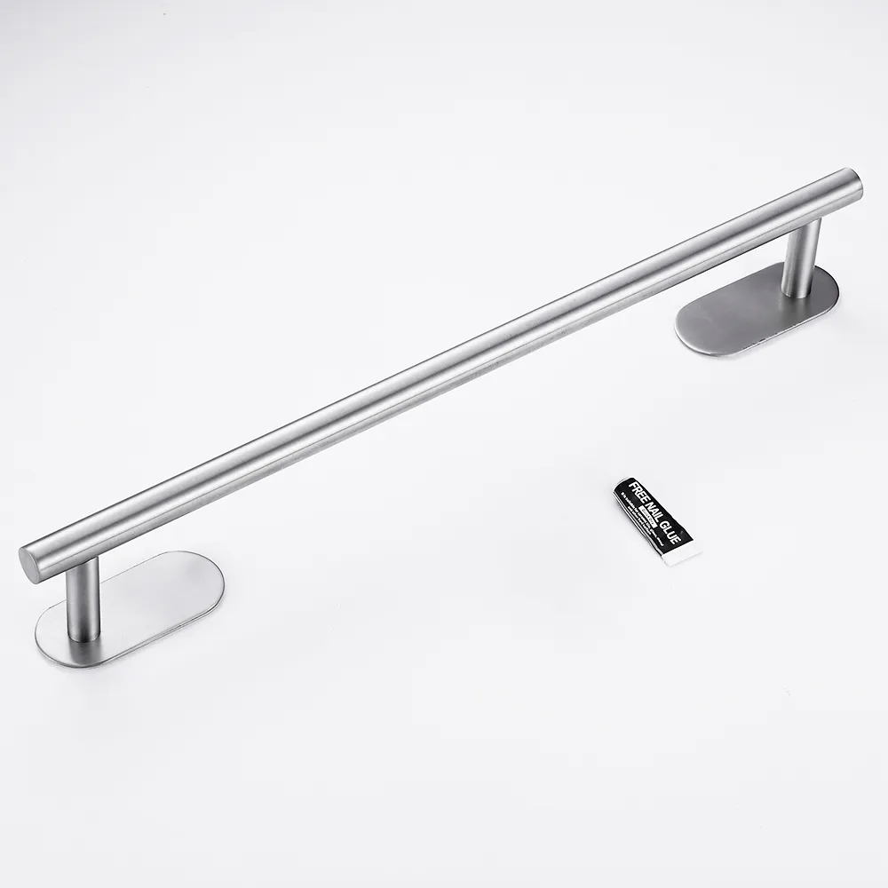 Bathroom Towel Shelf Holder Stainless Steel WallMounted Hanger SelfAdhesive Home el Organiser Rack Hanging Supplies Rod Y200407