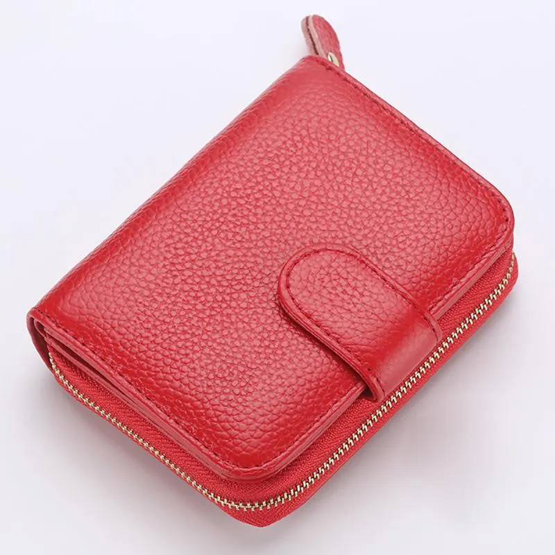 Kvinnors läderplånbok äkta lädermyntväska korthållare plånbok för kvinnor godis färg ko kvinnlig312e