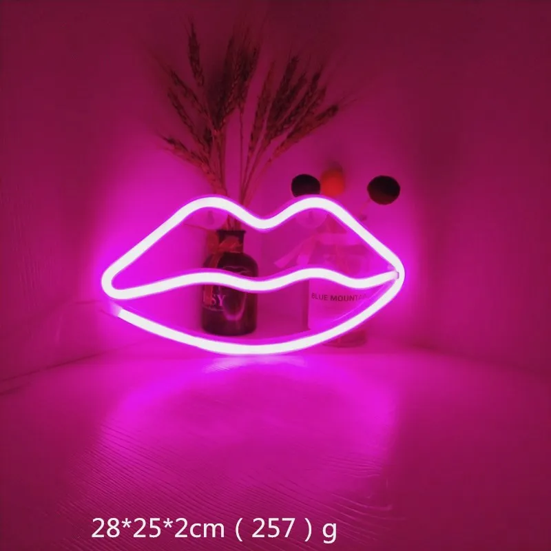 LED Neon Sign Nachtverlichting lip Uniek Ontwerp Zachte Muur Decor Lamp Voor Kerst Bruiloft Kinderkamer226f