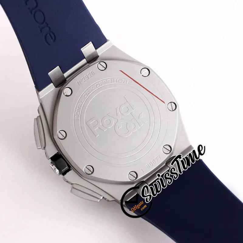 26407 Quartz Chronograph Mens Watch Blue Inner Skeleton Dial Stopwatch Titanium Steel Case Blue Rubber Luxury Watches 2022 SwissTi2173