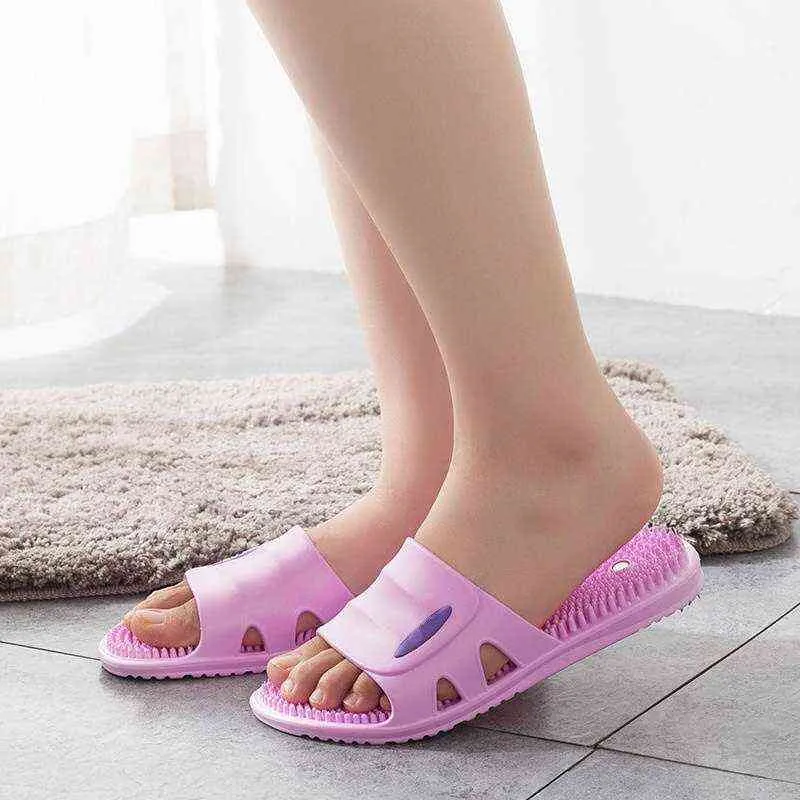 New Foot Magnetic Massage Chinelos Homens e Mulheres Pedicure Acupuntura Chinelos Home Não-Slip Bath Chinelos W220218