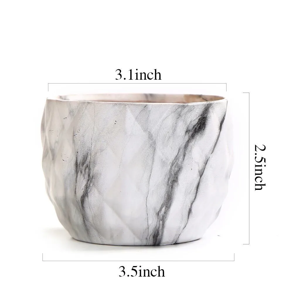 Modern Marbling Flower Pot Succulent pot Cactus Planter Pots Container Bonsai Planters with Hole 3.35Inch Perfect Gift Idea Y200723