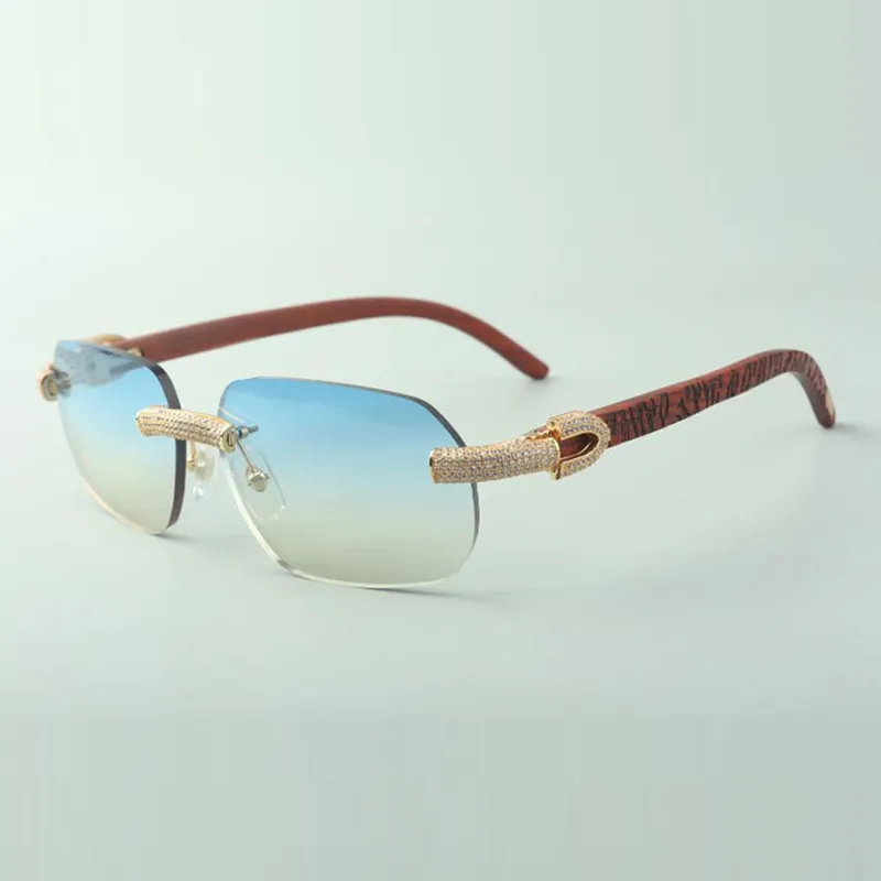 Direct s mikropavierte Diamant-Sonnenbrille 3524024 mit Tiger-Holzbügeln, Designer-Brille, Größe 18–135 mm239T