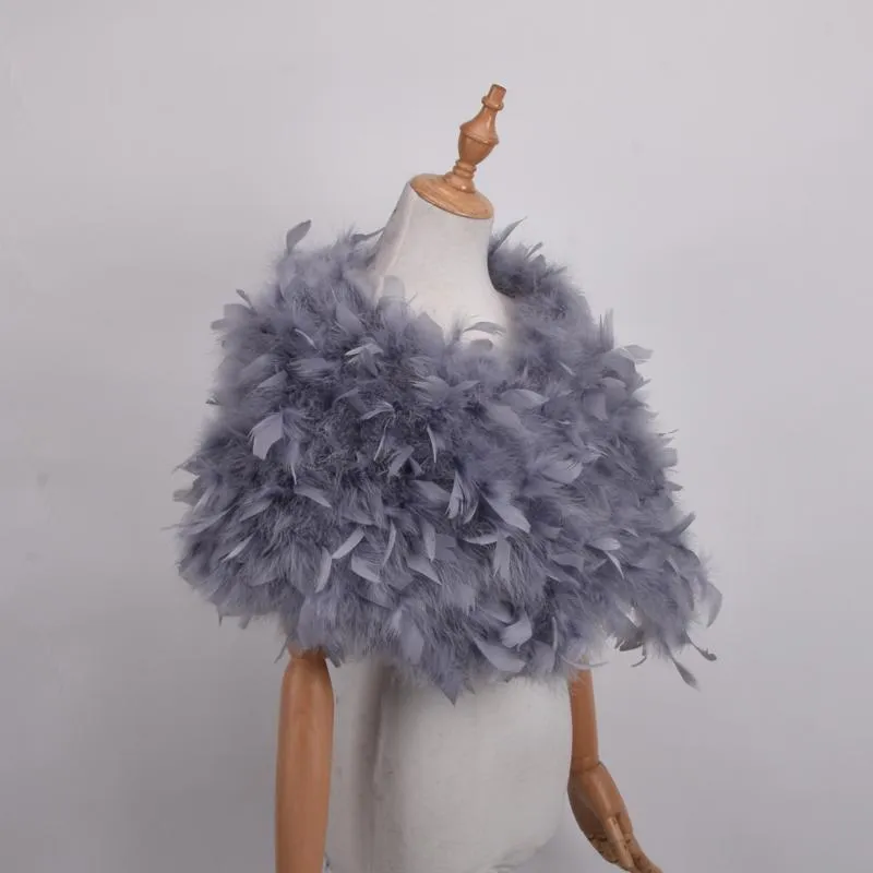 スカーフ本物のダチョウの毛皮のショールエレガントな白い羽コートウェディングボレロスブライダルジャケットイブニングドレスのためのブライダルジャケット197y