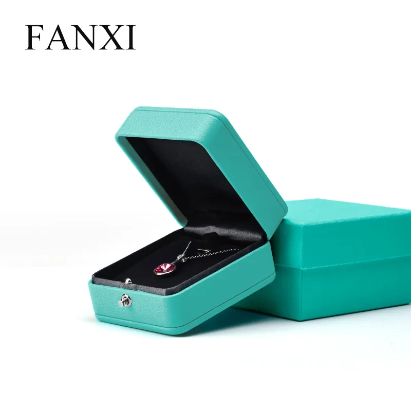 Fanxi Wedding Blue PU Collana in pelle Gioielli Confezione regalo Confezione Anello Organizzatore T200808228k