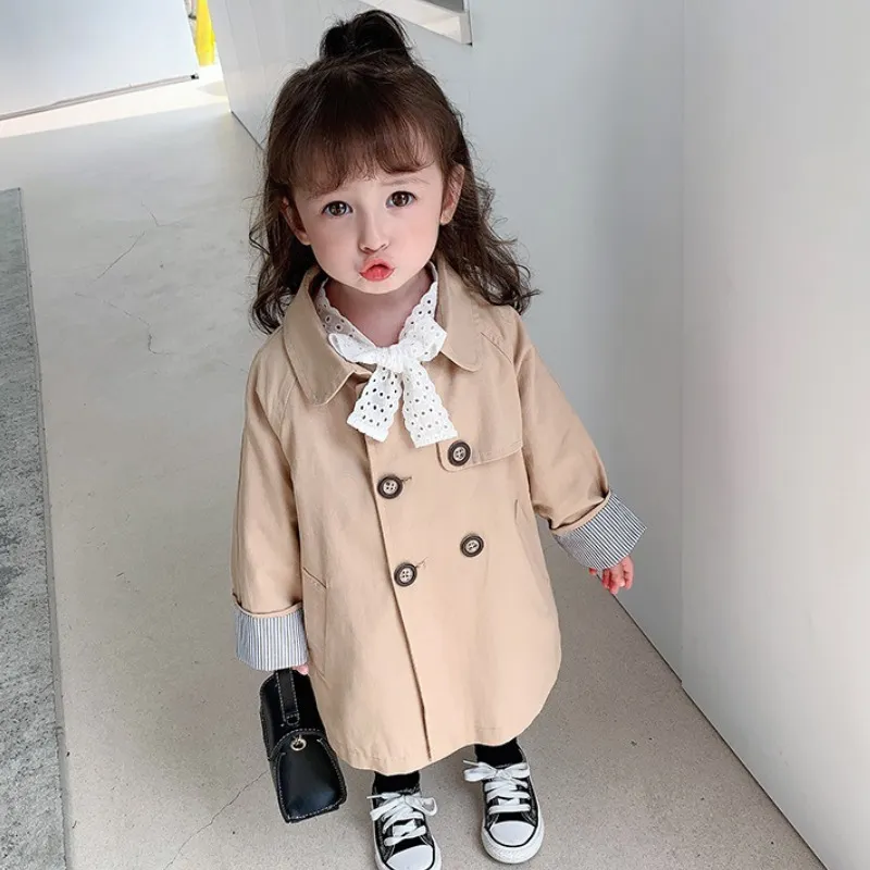 Nova Moda Bebê Meninas Meninos Trench Algodão Longo Crianças Jaqueta Outono Primavera Primavera Criança Revestimento Bebê Outwear Roupas 1-12Y 201106