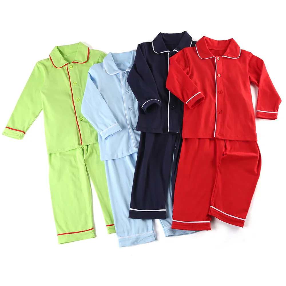 Детская одежда, пижамы, детский пижамный комплект, одежда для сна на пуговицах, хлопковые пижамы для мальчиков и девочек T2009012601090