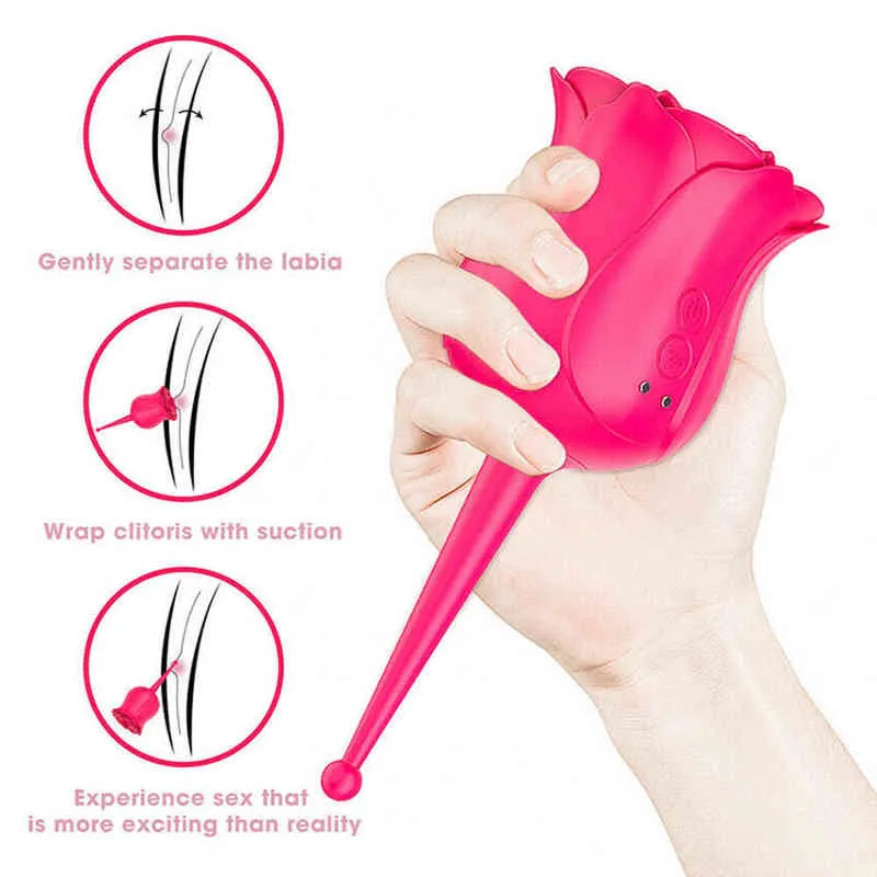 NXY Vibrators Rose Clitoris Sucker Vibrator Clit G Spot Massager Oral Suck Women Sex Clititorial Sucking Toy 0210