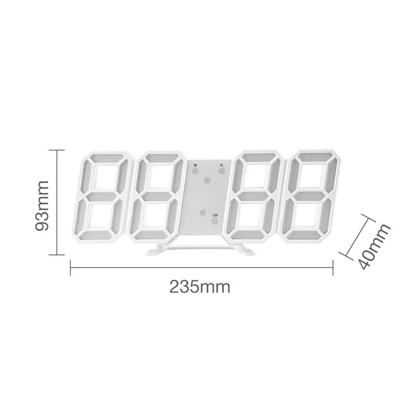 LED Réveil numérique avec charge moderne 3D grande horloge murale horloges de table lumineuses électroniques pour réveiller la décoration de la maison 201118