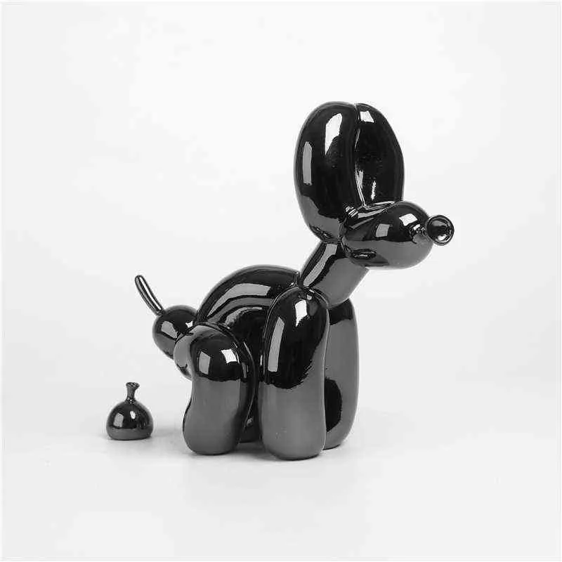 بيع جيف كونز بالون الكلب تمثال الراتنج الحيوان النحت المنزل الديكور الحرفية مكتب ديكور أسود الذهب 211229