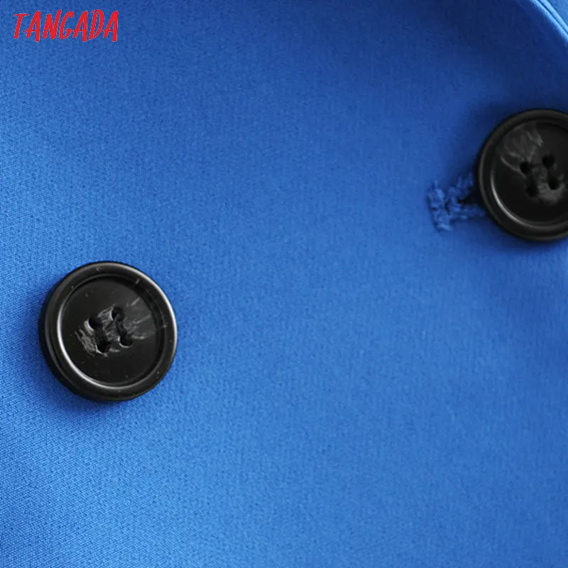 Tangada femmes élégant bleu double boutonnage costume veste designer bureau dames blazer vêtements d'affaires hauts DA47 201201