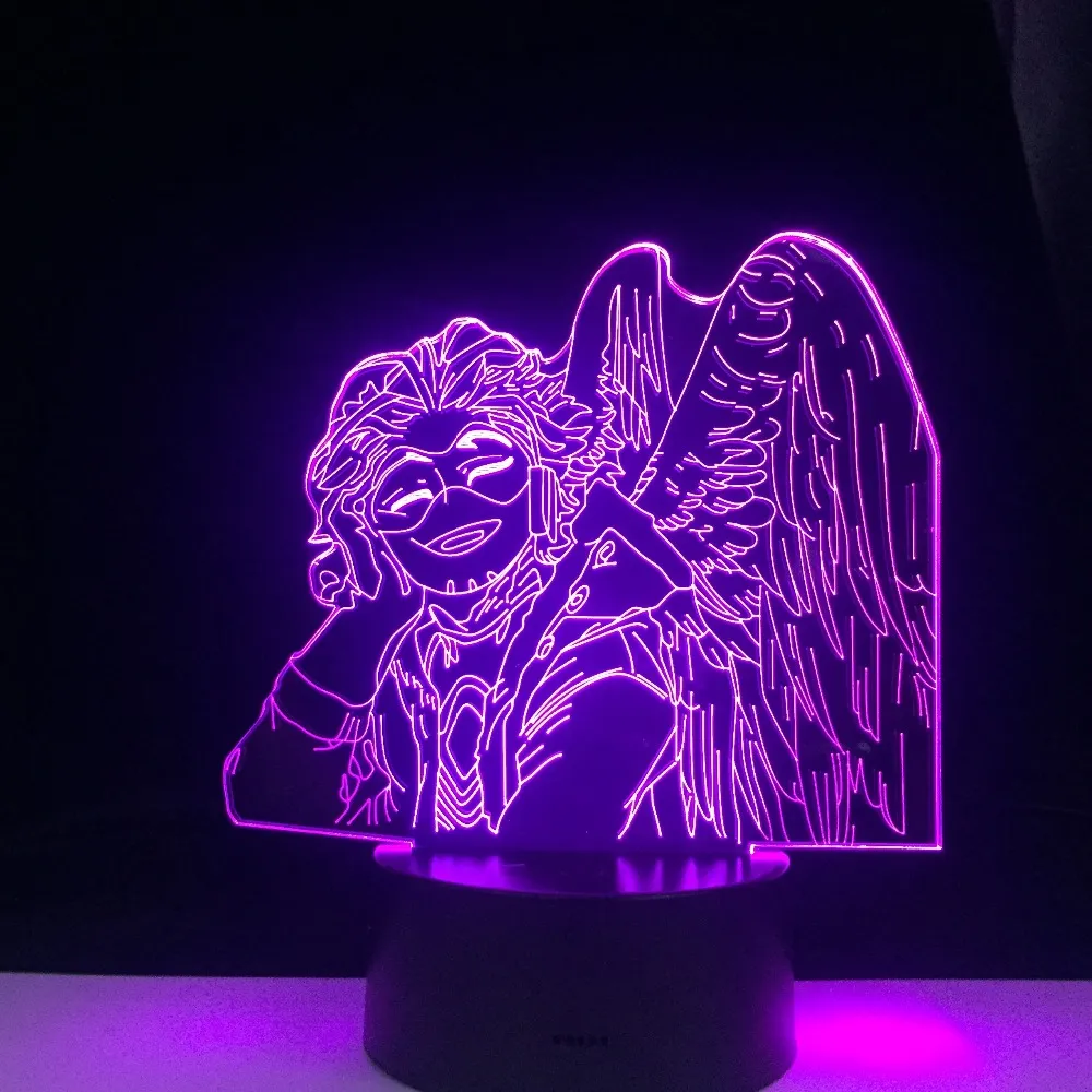 Hawks Keigo Takami LED ANIME 3D lampe mon héros académia décor de chambre de nuit Couleurs de télécommande table cadeau 3D lamp283a