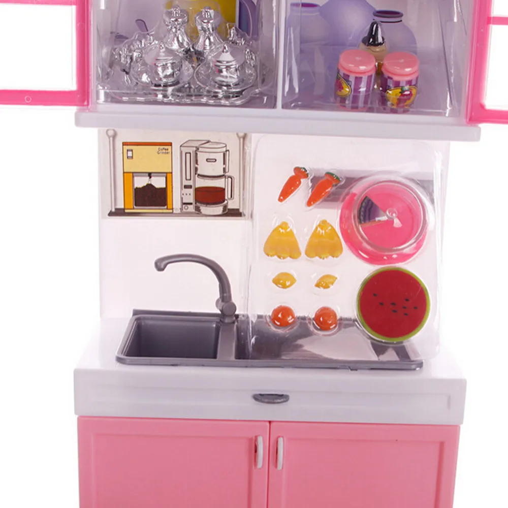 Çocuk Mutfak Oyuncakları Noel Hediye Mini Çocuk Mutfak Mutfak Oyun Yemek Pişirme Seti Dolap Soba Kız Oyuncak Çocuklar için Hediye Yüksek Quali315V