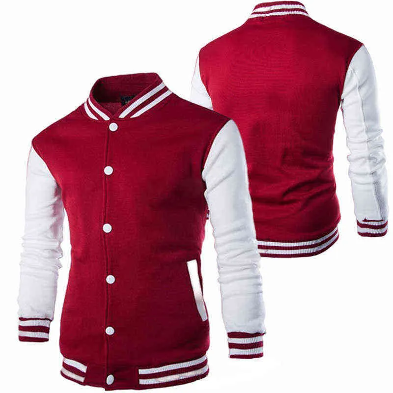 Hoodies Men/Boy Baseball Jacket Men Design Wine Mens Red Slim Fit Varsity Jacket Men Harajuku Sweatshirt 220124