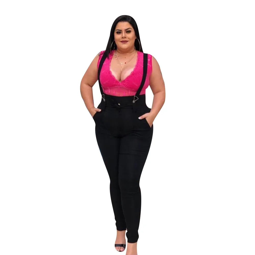 5xl mulheres jeans jumpsuit casual cintura alta macacão jeans plus size preto skinny jeans mulher streetwear denim calça playsuit d25 201105