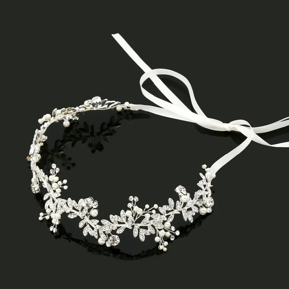 SLBRIDAL ALLIAGE MAIN MAIN ALLIAGE CHINESTONS CRISTES CRISTES PEURLS FLORIE BEAGE COUPLE BAND BREAD BRIDAL VINE ACCESSOIRES DE cheveux W02271