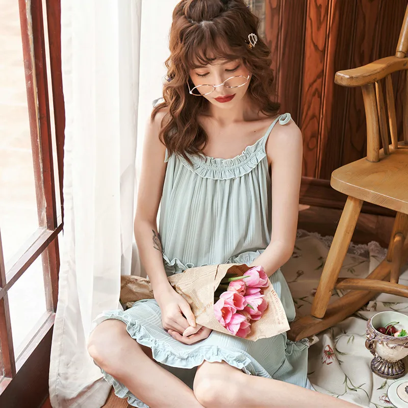 Plus Size Women Night Dress Lingerie Nightgown Cotton Sleepwear Female Summer Sleepdress Nighty Casual 2020 Korean Sleep -shirt T200429