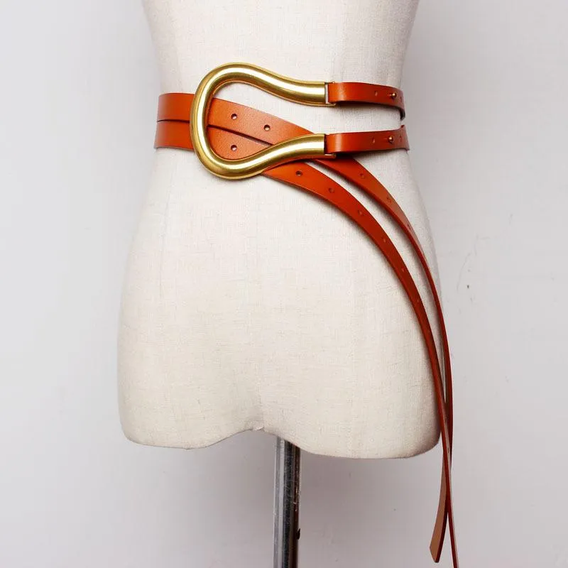 Cinturón de diseñador, cinturones de cuero genuino de alta calidad para mujer, cintura ancha a la moda para abrigo, camisa 300V