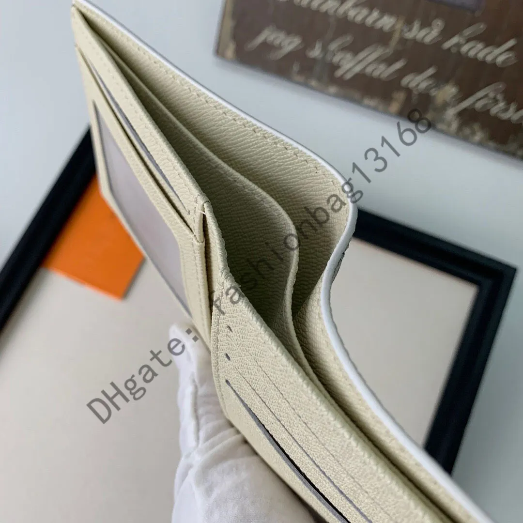 002 Carteira de luxo com caixa original inteira, couro real, código multicolorido, carteira curta masculina, cartão qwere185l