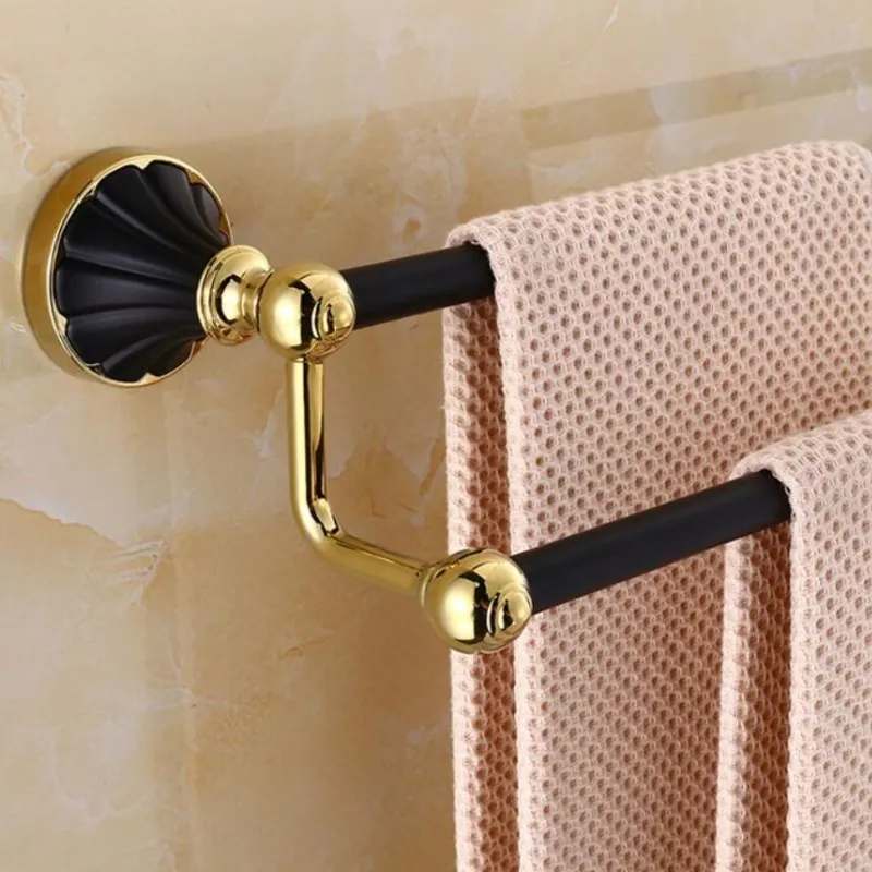 Accessoires de salle de bain en alliage de zinc finition or noir anneau de serviette crochet de robe porte-brosse de toilette porte-serviette ensemble de salle de bain porte-papier T202304
