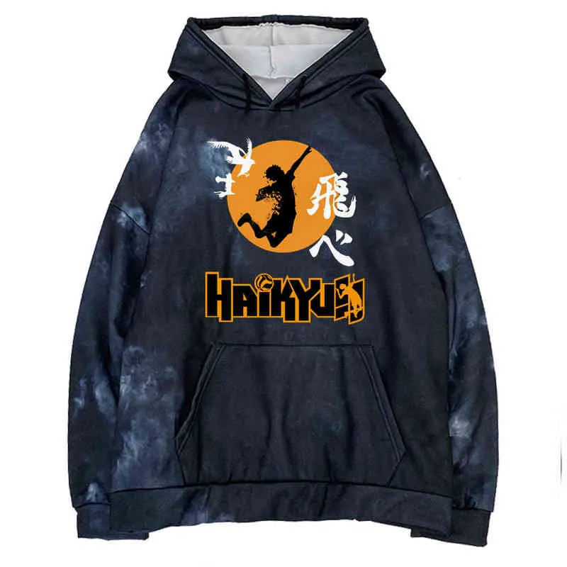 2021 Japan Anime Haikyuu Cosplay Hoodie Karasuno High School Pullover Mit Kapuze Jacke Sportswear H1227