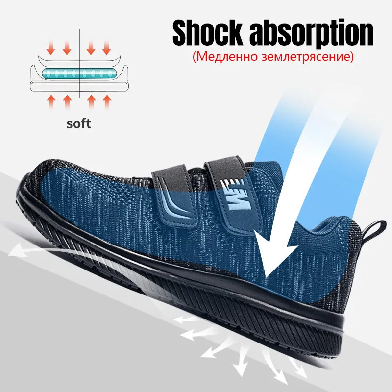 LARNMERN Scarpe antinfortunistiche da uomo Puntale in acciaio HookLoop Costruzione Calzature protettive Leggere e traspiranti Stivali da lavoro antiurto Y200915