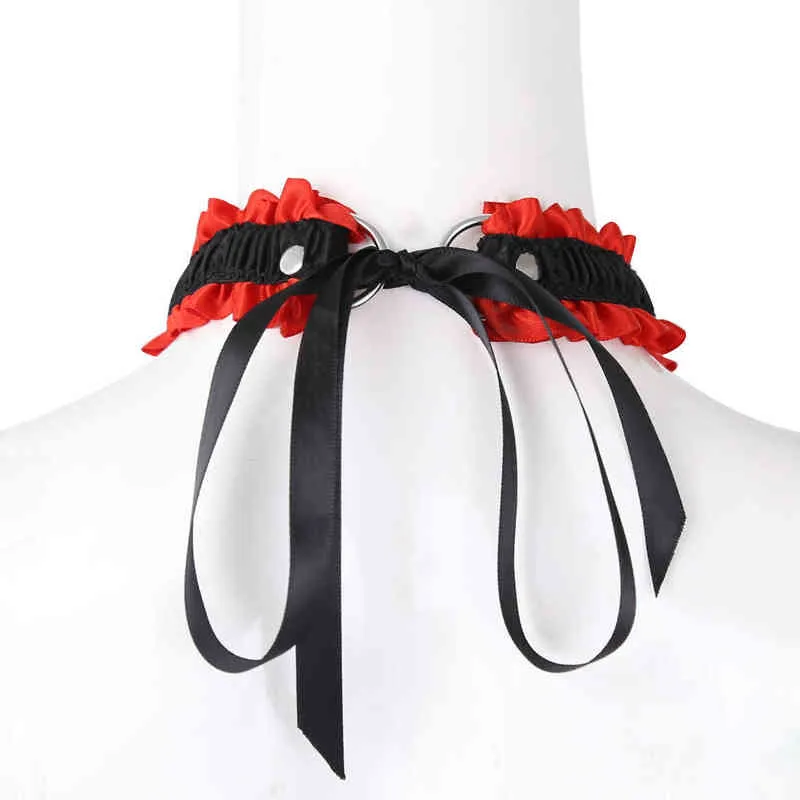 Nxy Giocattoli adulti Prodotti Copricollo con fiocco nero e rosso Casual Clap Blindfold Cravatta Abito da flirt a mano 220304