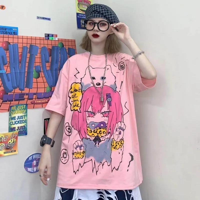 NiceMix princesse t-shirt femmes filles esthétiques roses t-shirt des années 90 harajuku impression de dessin animé t-shirt d'été graphique top tee femme T200516