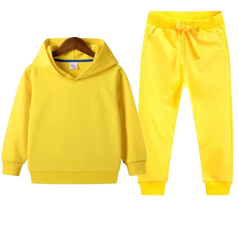 Sólido bebê menino roupas ternos casuais conjuntos de roupas da menina do bebê crianças terno hoodies camisolas calças esportivas outono crianças conjunto 2011273844954