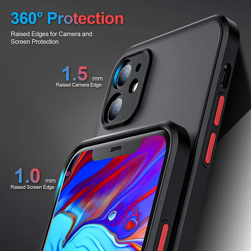 Case di telefoni cellulari Custodia opaca armatura l'armatura iPhone 13 12 11 pro max xr xs x 7 8 più se mini paraurti silicone lussuoso bumper trasparente coperta pc