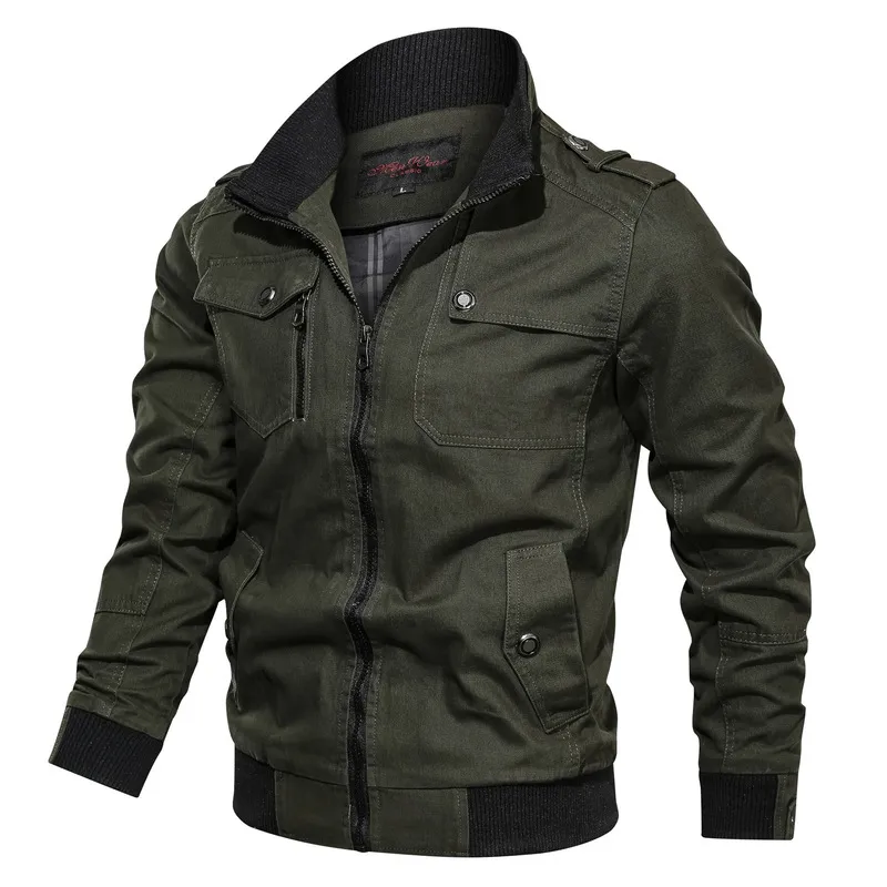 2021 Mannen Lente Herfst Militaire Jas Katoenen Windjack Pilotenjas Leger Mannen 4X Bomberjacks Cargo Flight Jacket Denim Jas 220212